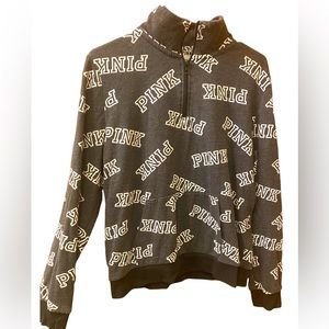 PINK grey quarter zip size large